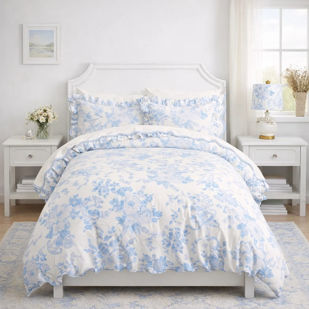 Pottery Barn Teen LoveShackFancy Garden Damask Duvet Cover Twin Twin XL Blue